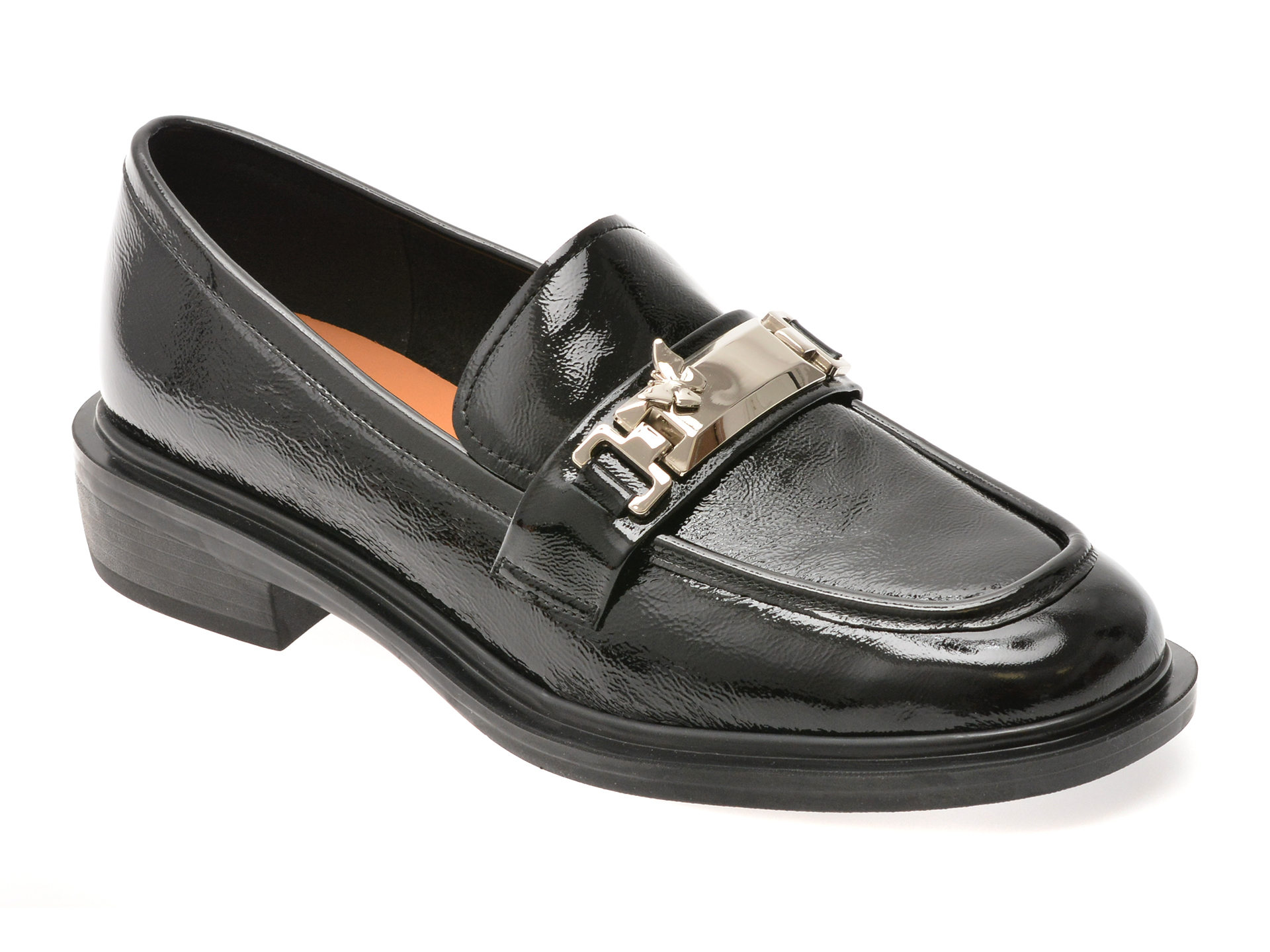 Mocasini Epica negri din piele lacuită