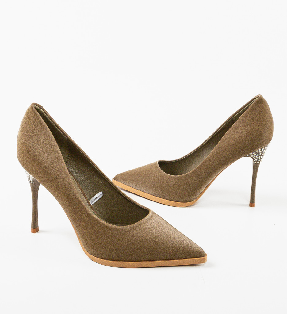 Pantofi Demoux Khaki cu Toc Eleganți - imagine 9