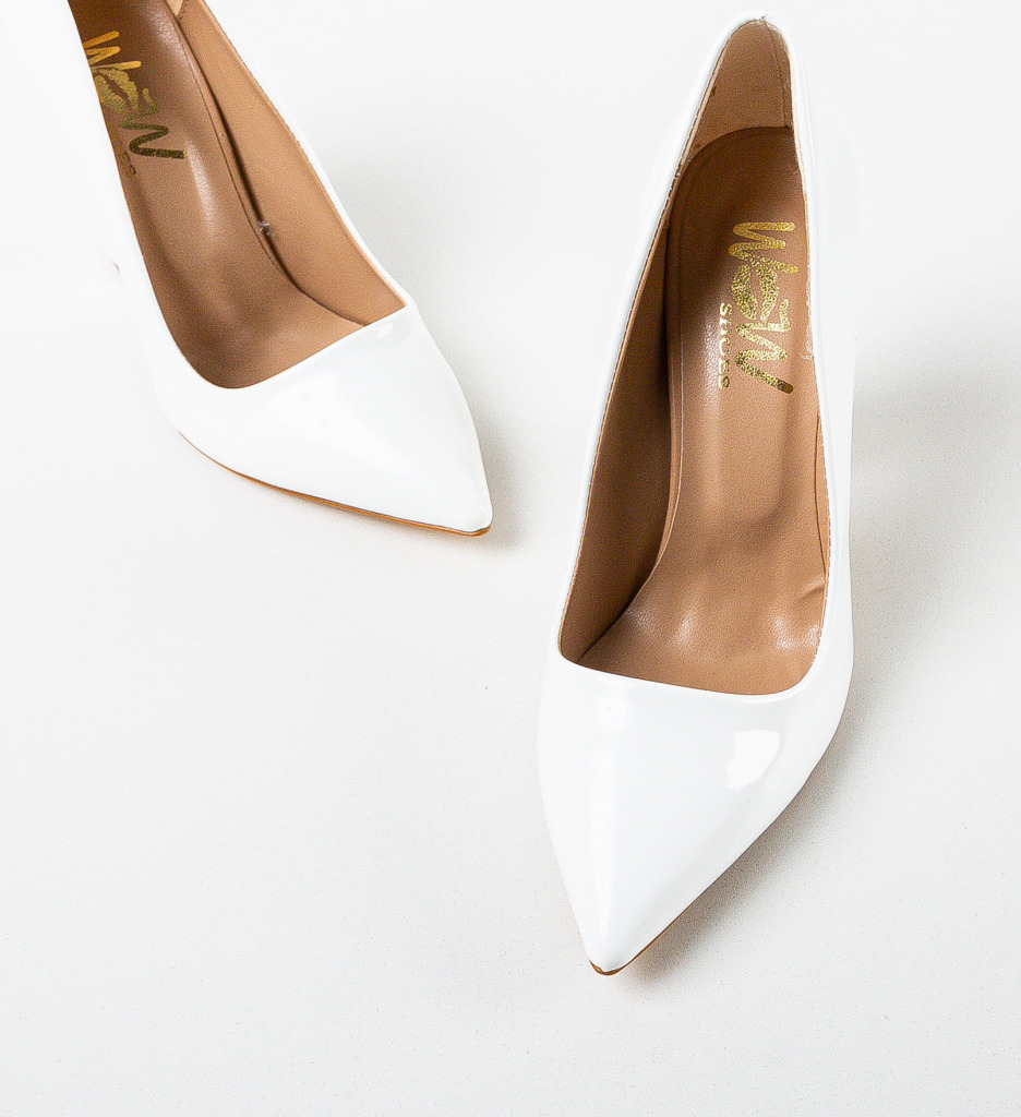 Pantofi dama Clash Albi cu toc elegant - imagine 5