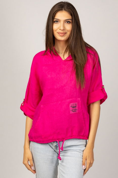 Hanorac In Fucsia cu Gluga - Shopika