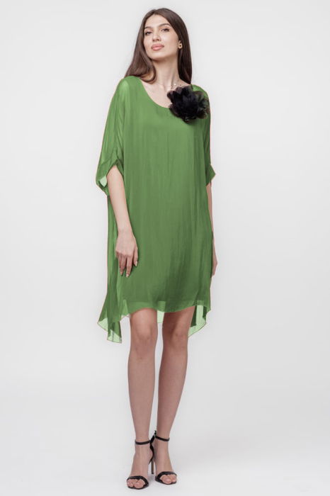 Rochie Midi Verde Oliv Shopika - Eleganță Naturală
