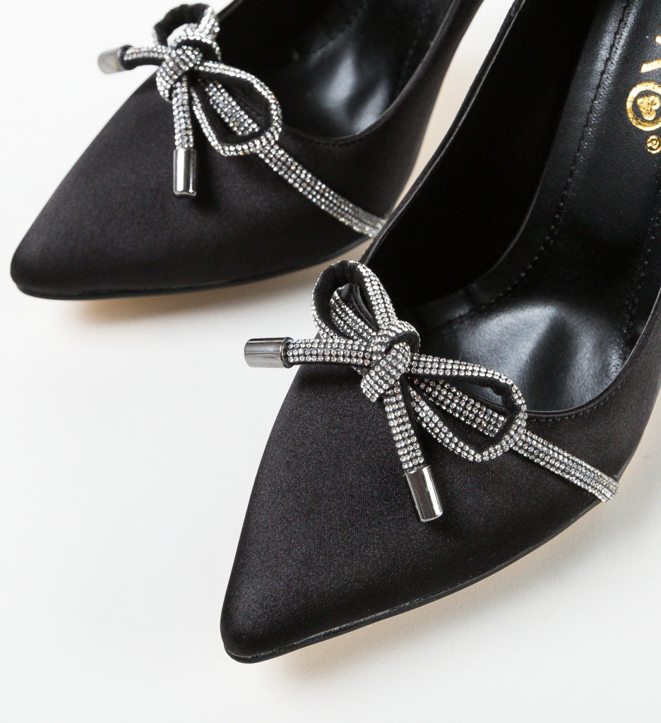 Pantofi Kroba Negri Eleganți cu Toc - imagine 6