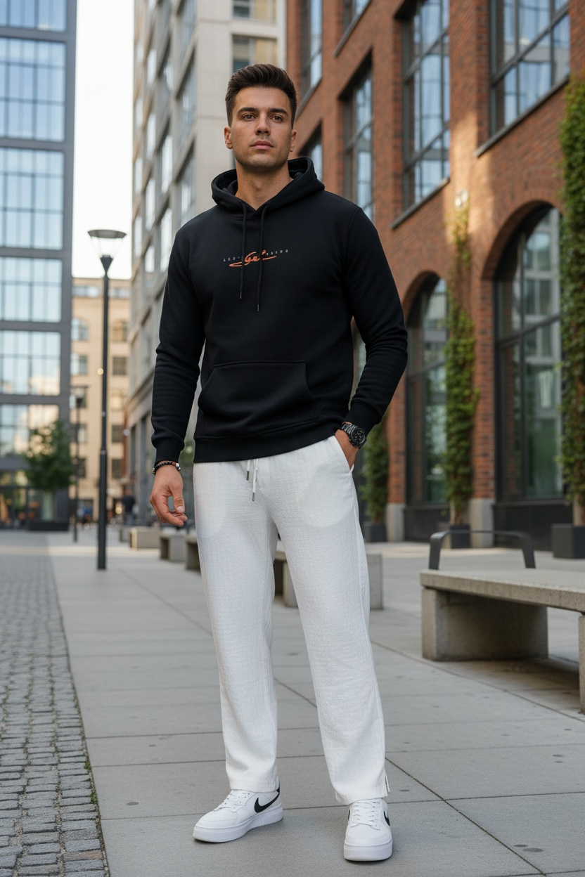 Hanorac Barbati Slim Fit Negru Casual