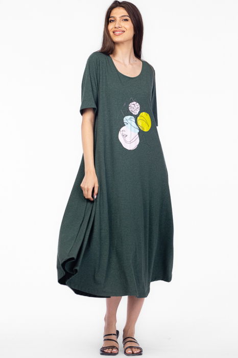 Rochie A-line Bumbac Verde | Pierino