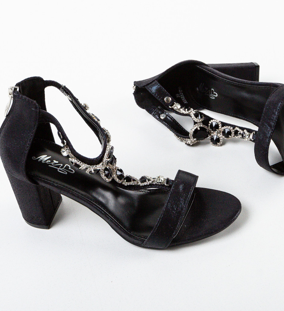 Sandale cu toc Sago Negre | Eleganță și Stil - imagine 5