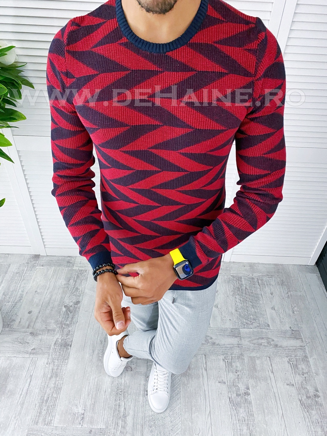 Pulover Barbati Grena Slim Fit Elegant