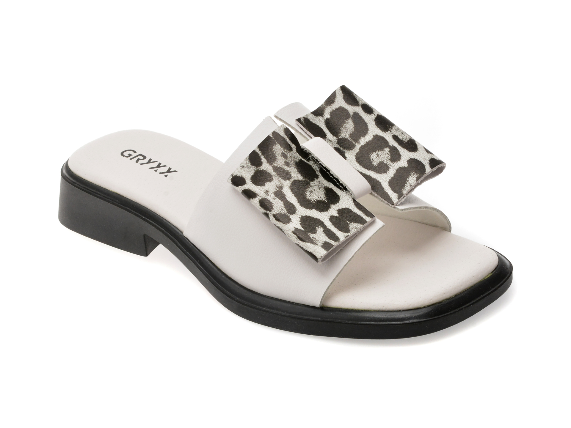 Papuci GRYXX albi din piele - Confort premium