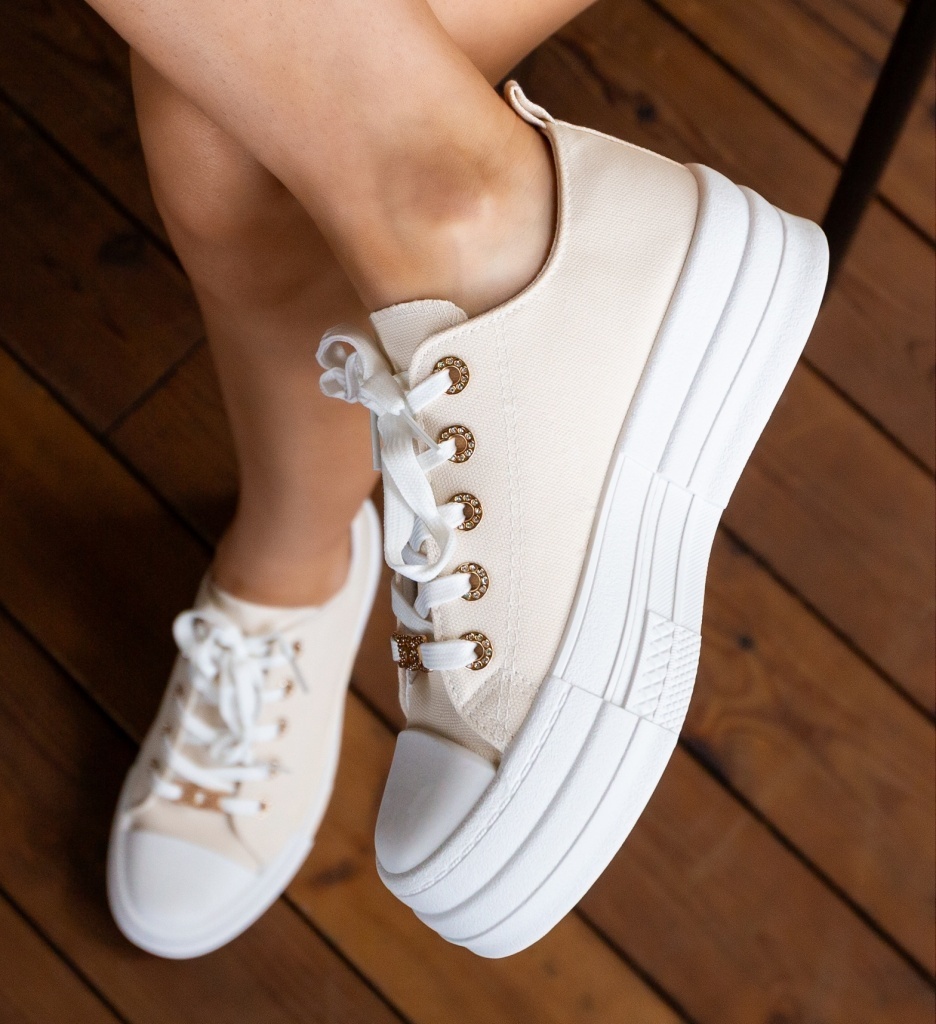 Sneakers Dama Heyh Bej - Confort Sporit - imagine 5