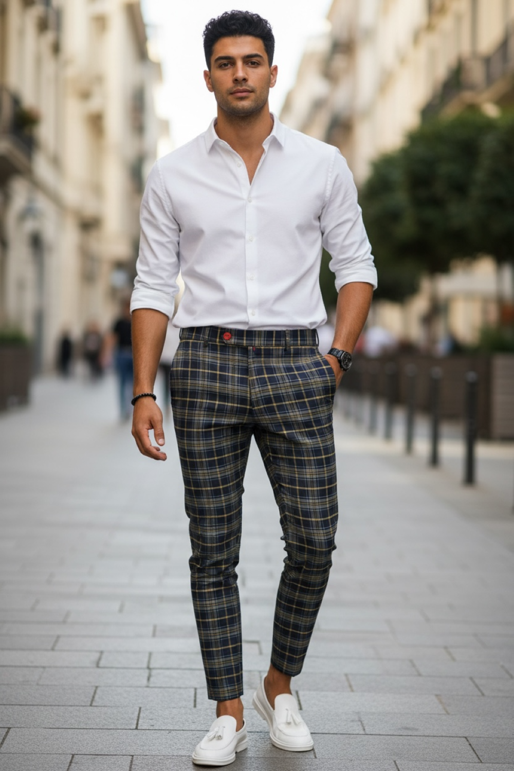 Pantaloni Barbati Eleganti Carouri | Stil Office - imagine 2