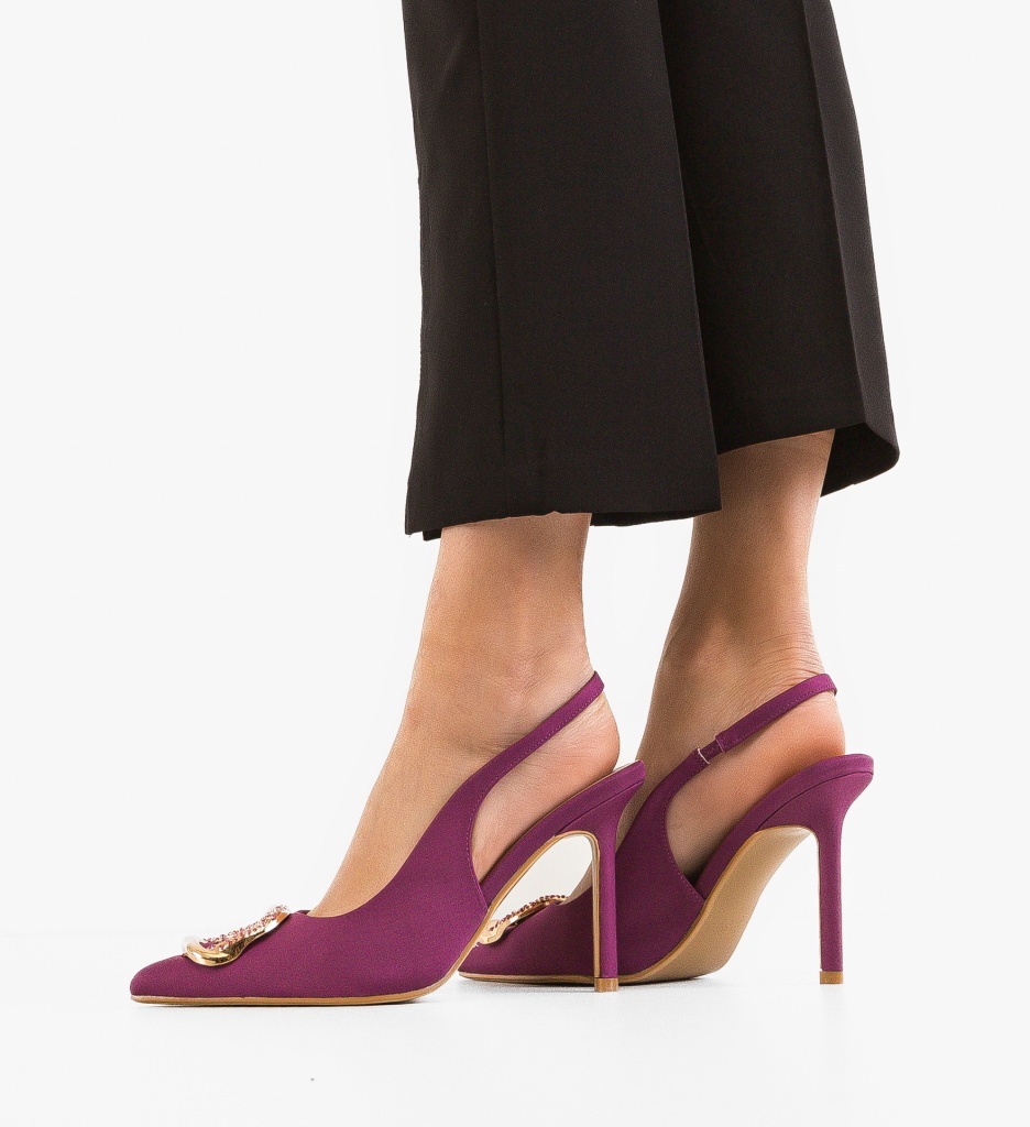 Pantofi Dama Omar Mov cu Toc Eleganți - imagine 2