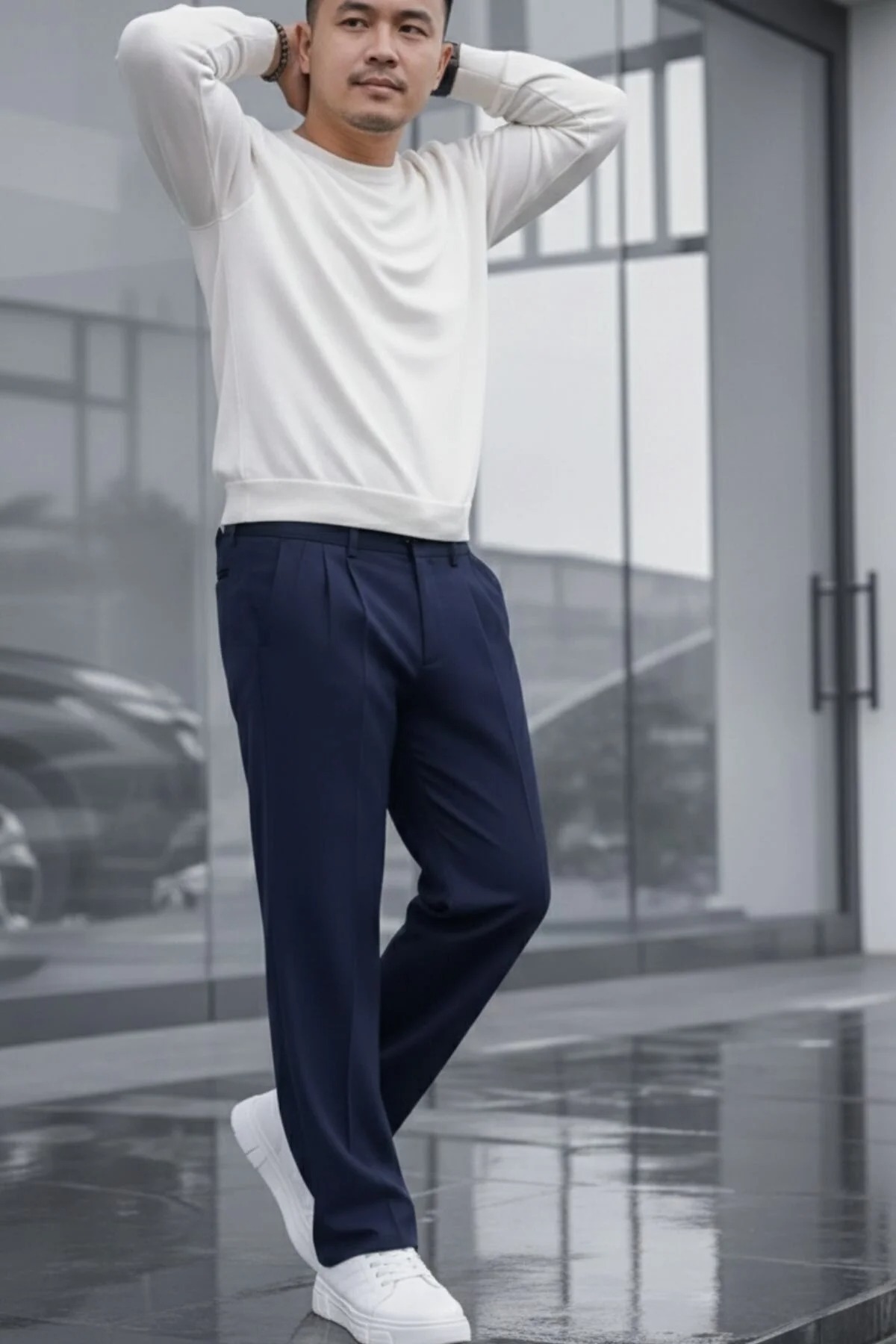 Pantaloni barbati casual  croiala lejera  bleumarin B01 M3-4.3