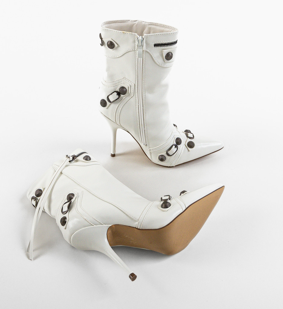 Botine Dama Albe Elegante - Stil și Confort - imagine 7