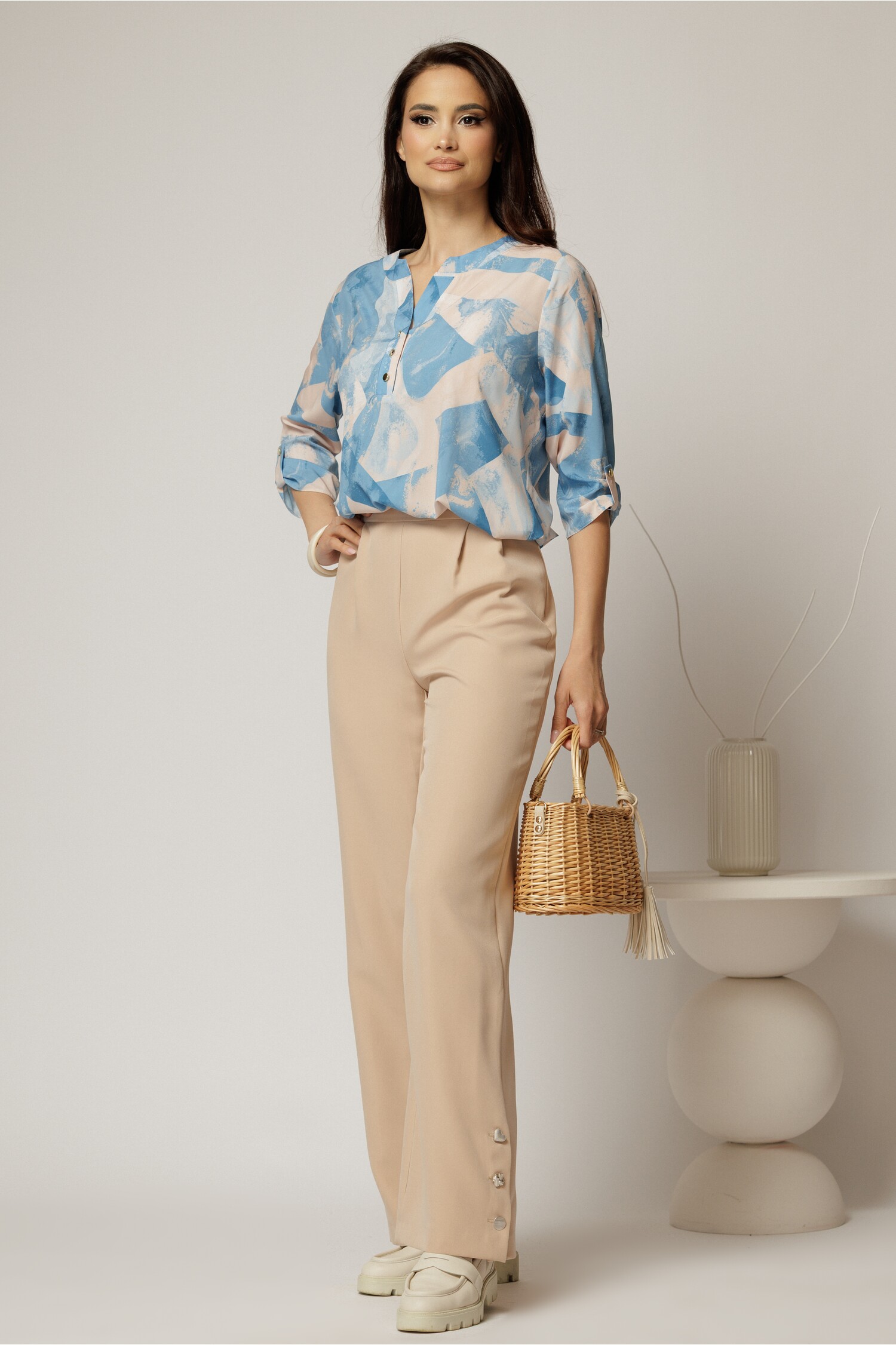 Pantaloni Bej Croi Drept DY Fashion