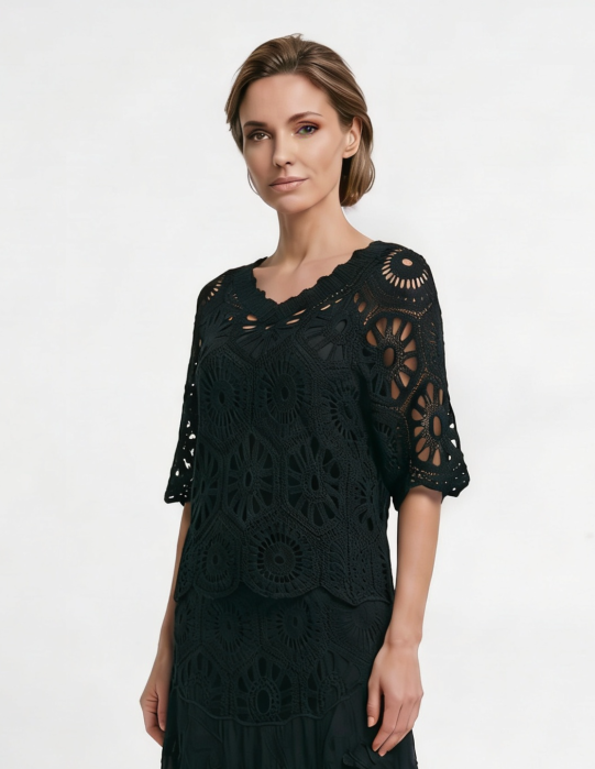 Bluză vară Shopika cu broderie și croi lejer
