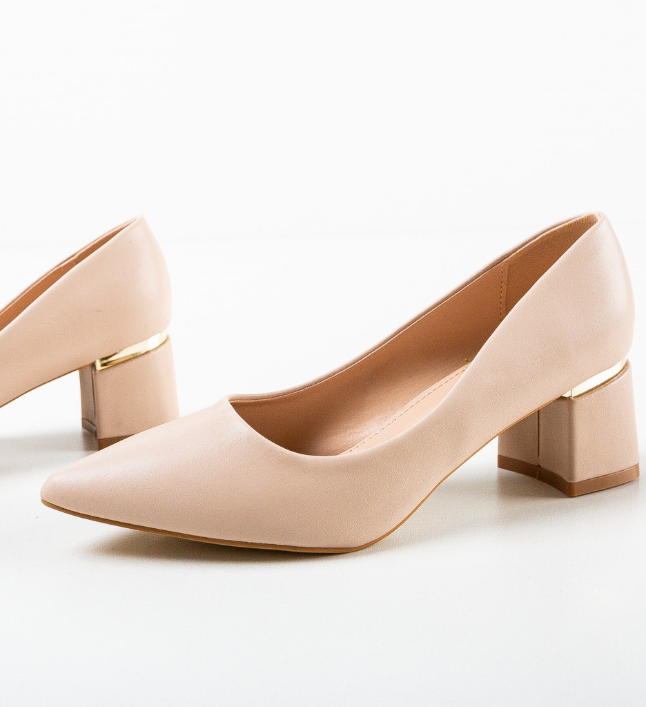 Pantofi Helen Bej cu Toc Eleganti - imagine 6