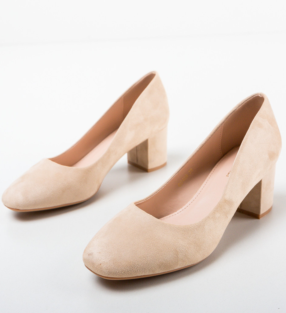 Pantofi Dalex Bej Eleganți cu Toc - imagine 5