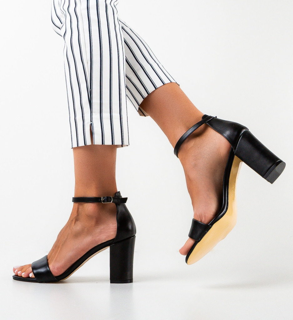 Sandale Dama Negre cu Toc Elegante Sambelar