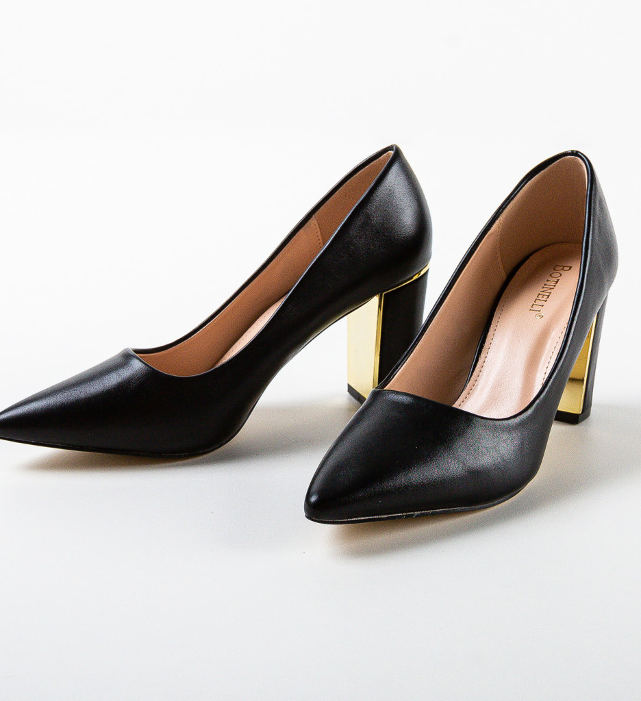Pantofi Sherman Negri Eleganți cu Toc - imagine 6
