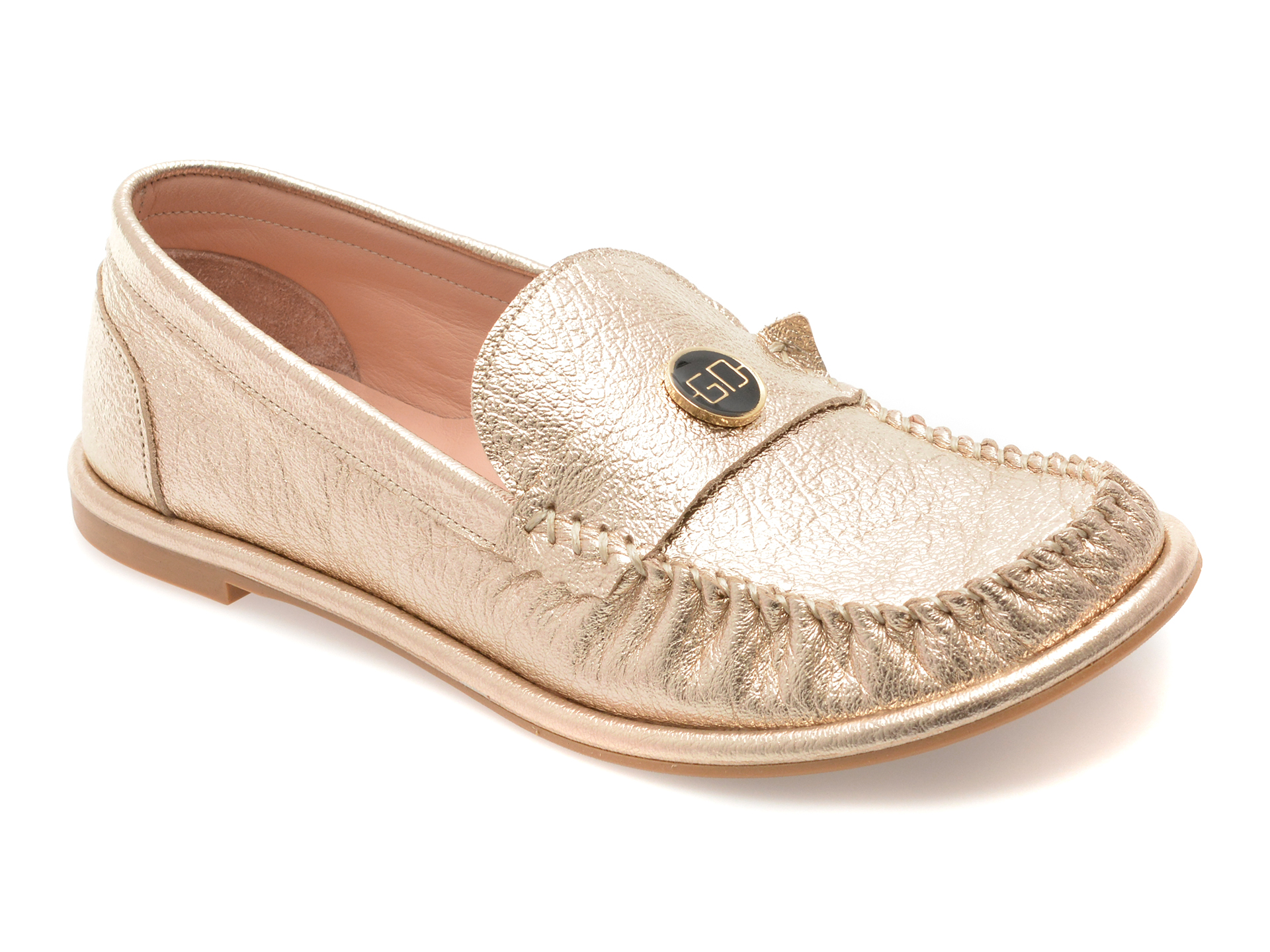 Mocasini Gold Deer Auriu Piele Naturală Eleganți