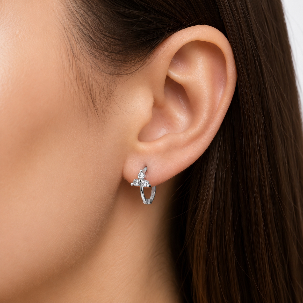 Cercei Argint Amanda Model Floare Placati Rodiu - imagine 3