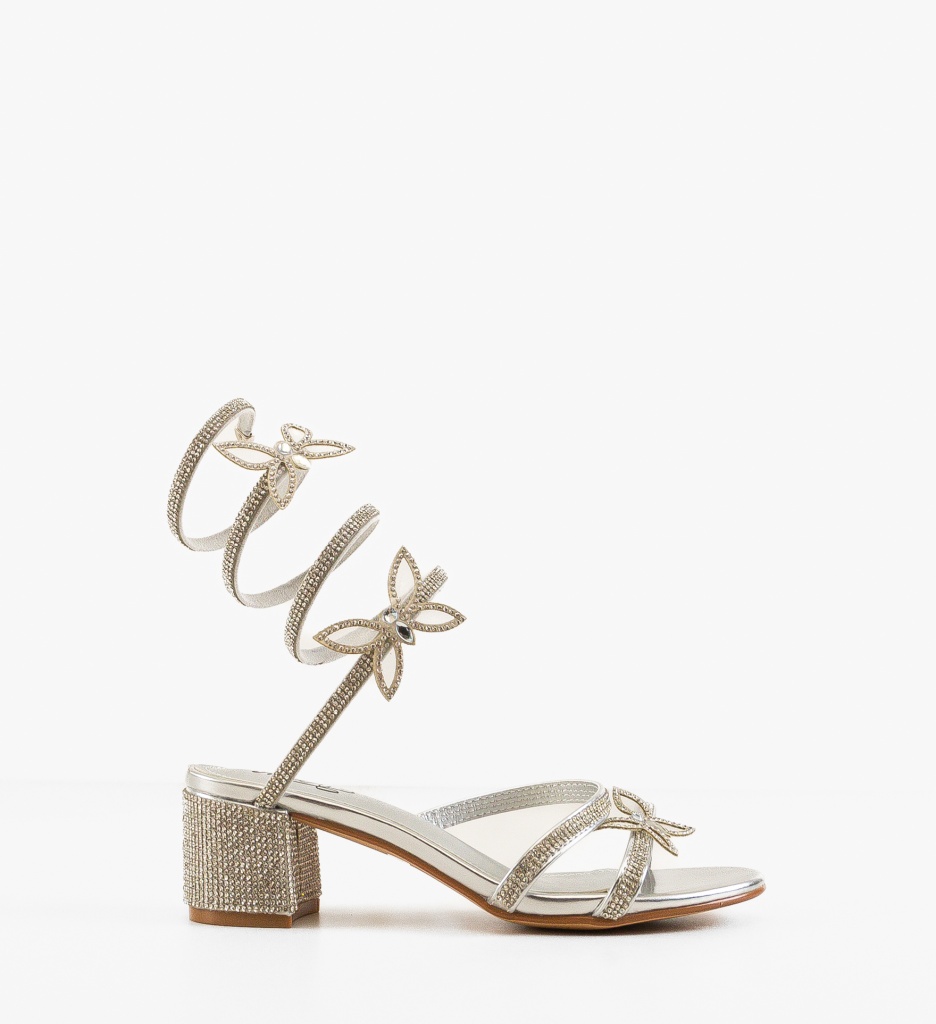 Sandale Margret Argintii cu Toc Elegante - imagine 4