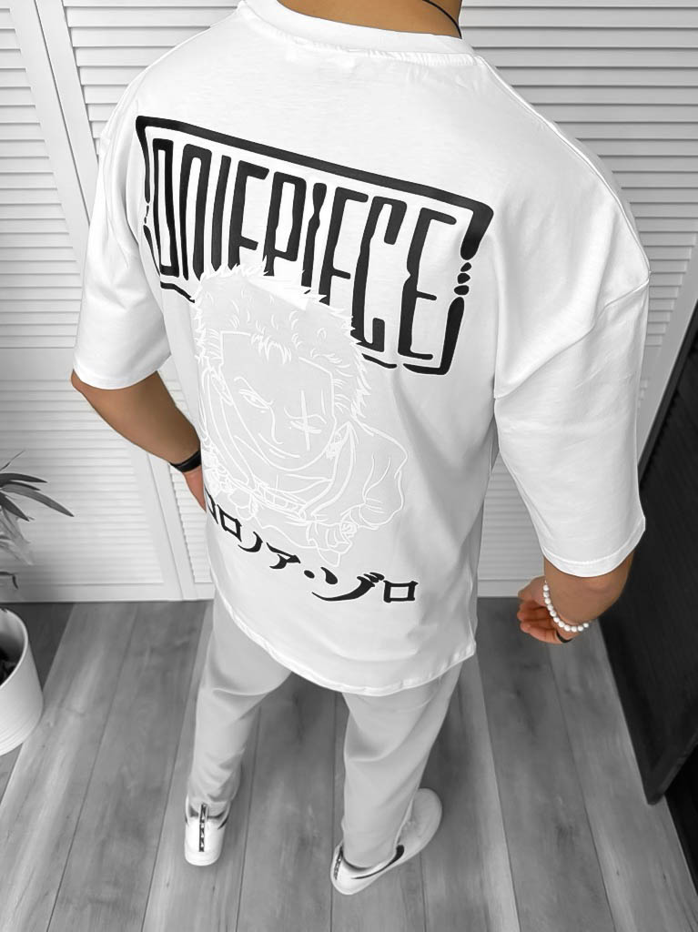 Tricou Barbati Alb Oversize cu Imprimeu