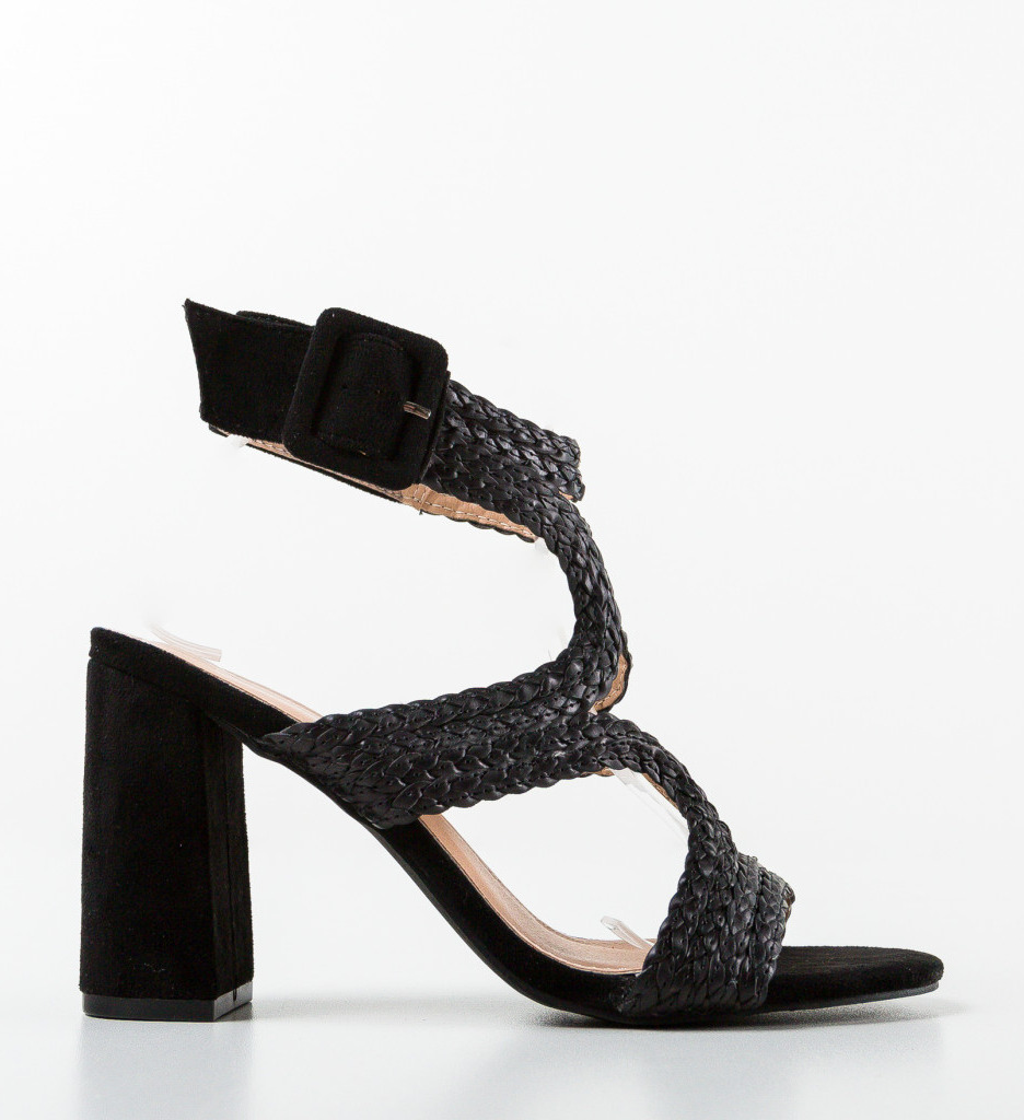 Sandale Bronwyn Negre cu Toc Elegant - imagine 4