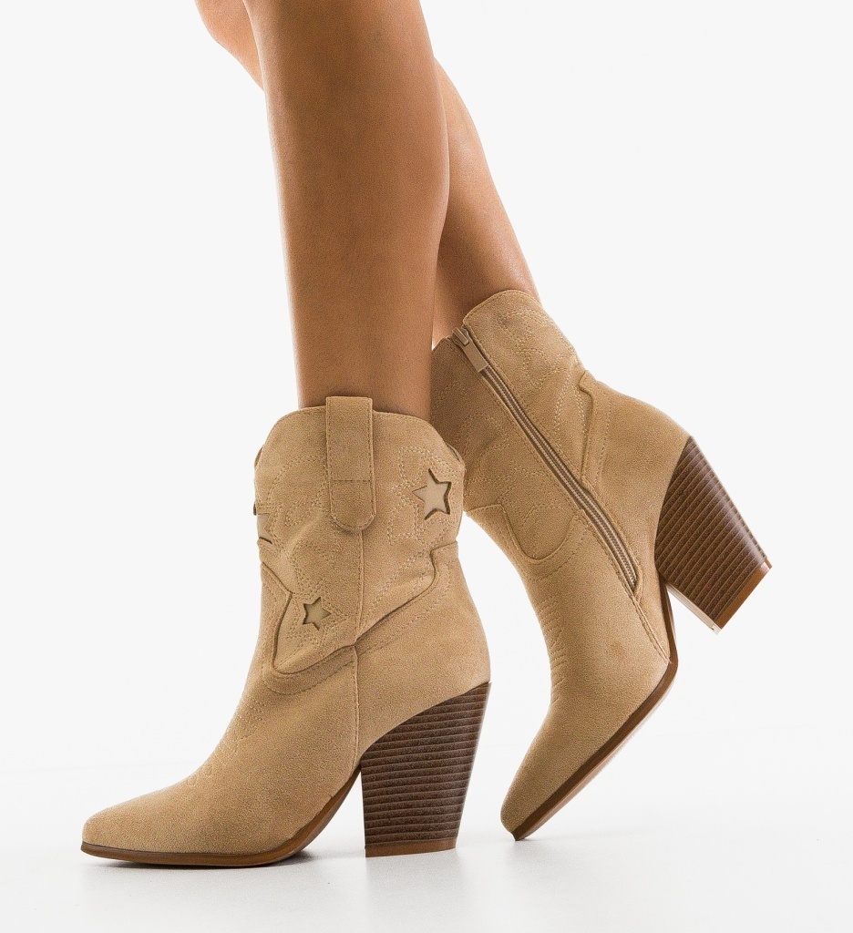Botine Dama Vanna Bej Depurtat - Eleganță - imagine 3