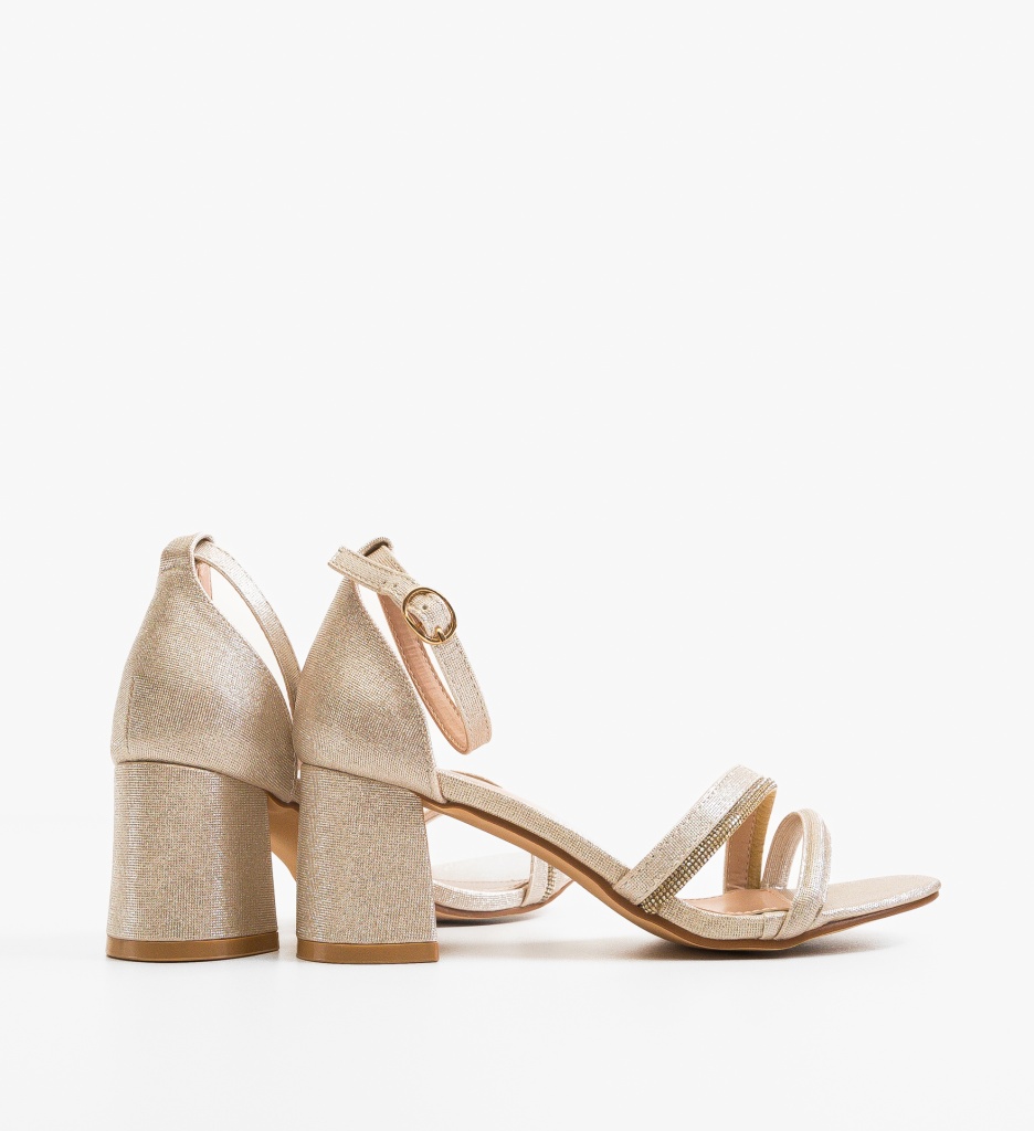 Sandale Ligge Aurii cu Toc Elegant - imagine 3