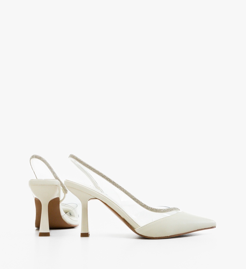 Pantofi Stiletto Dama Mykono Albi Eleganți - imagine 2