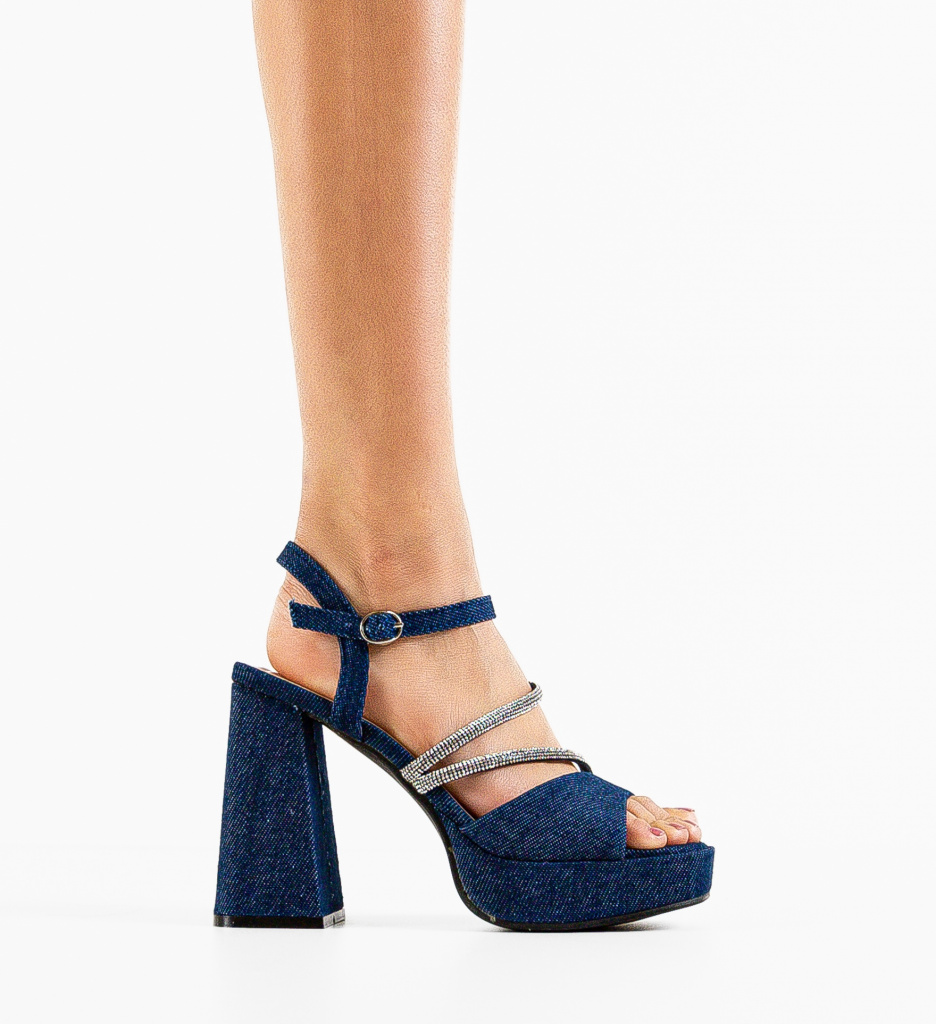 Sandale Ferres Albastre cu Toc Elegante - imagine 4