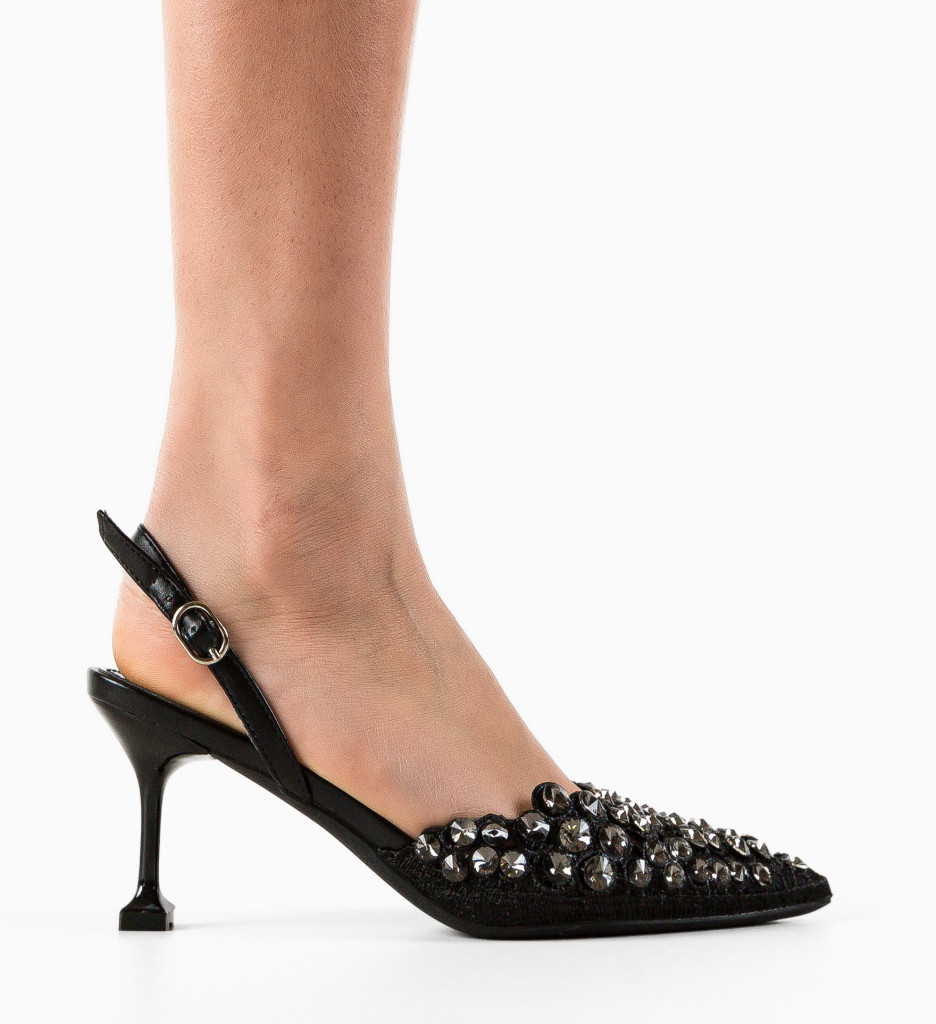 Pantofi Onix Negri Eleganți cu Toc Înalt - imagine 5