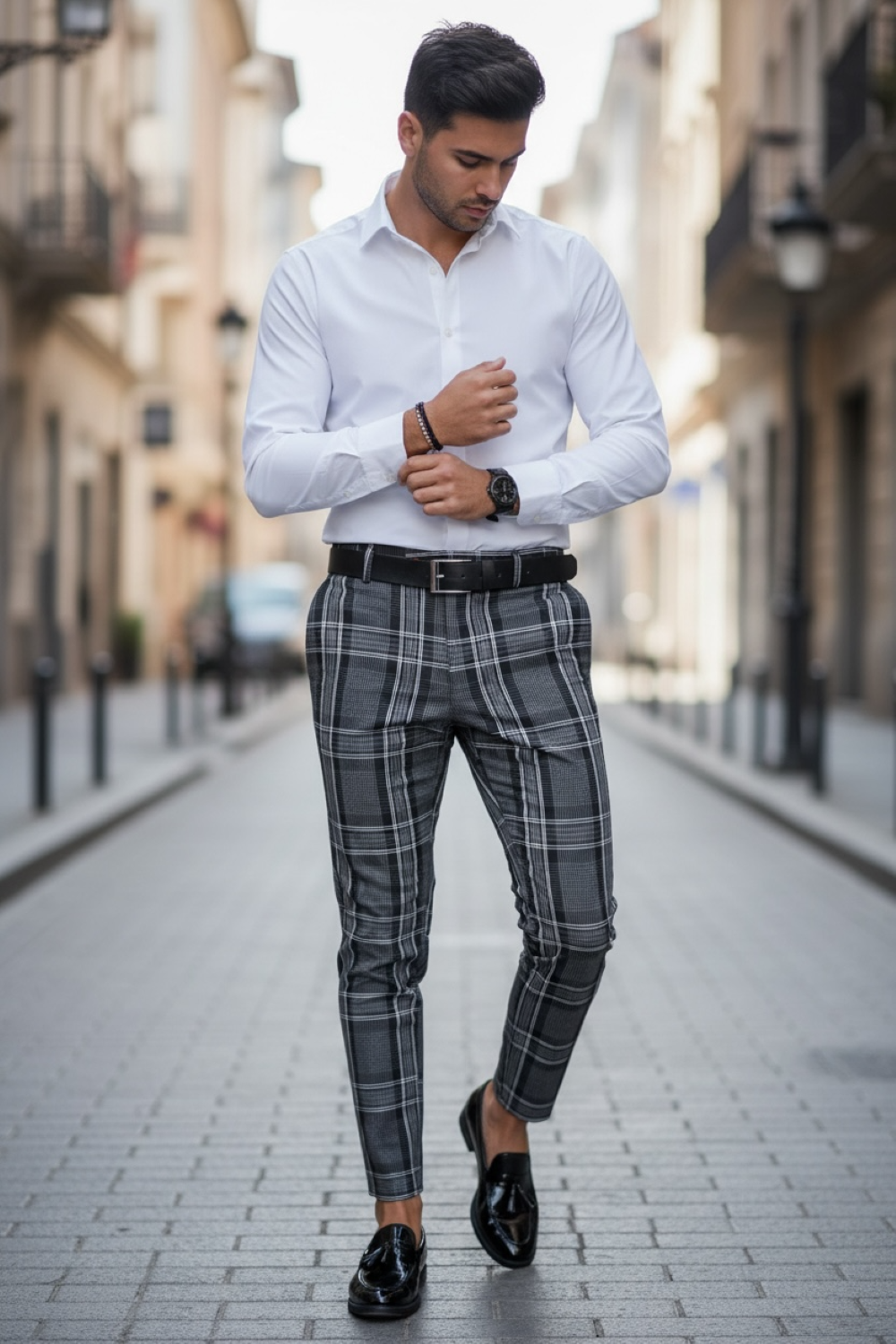 Pantaloni Eleganti Barbati Carouri Stil Office - imagine 2