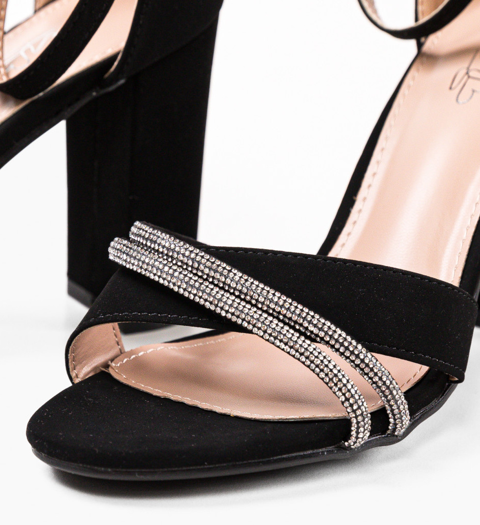 Sandale Dama Simba Negre cu Toc Elegant - imagine 6