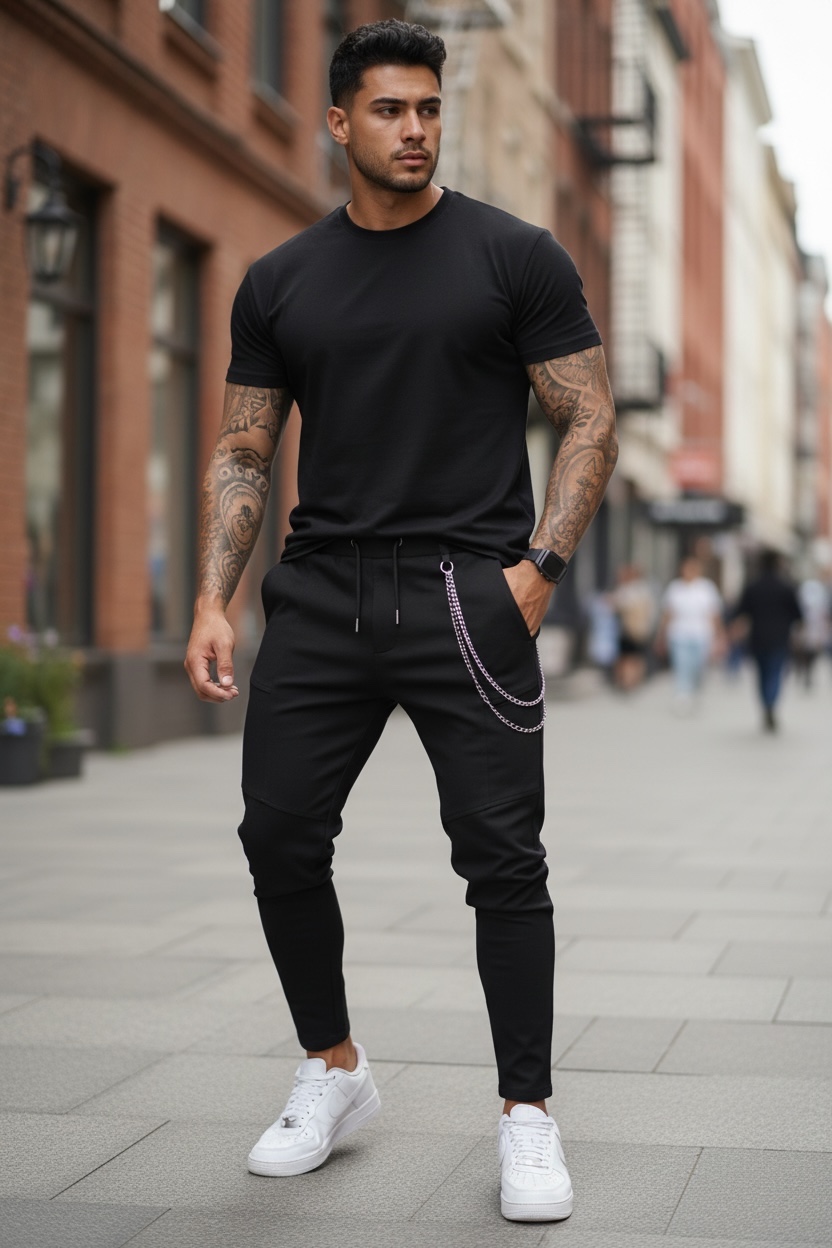 Pantaloni Trening Negri Conici | Stil și Confort - imagine 2