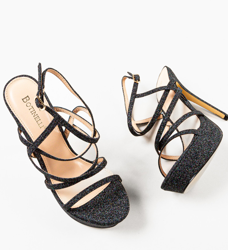 Sandale cu toc Kongo Negre | Eleganță și Stil - imagine 6