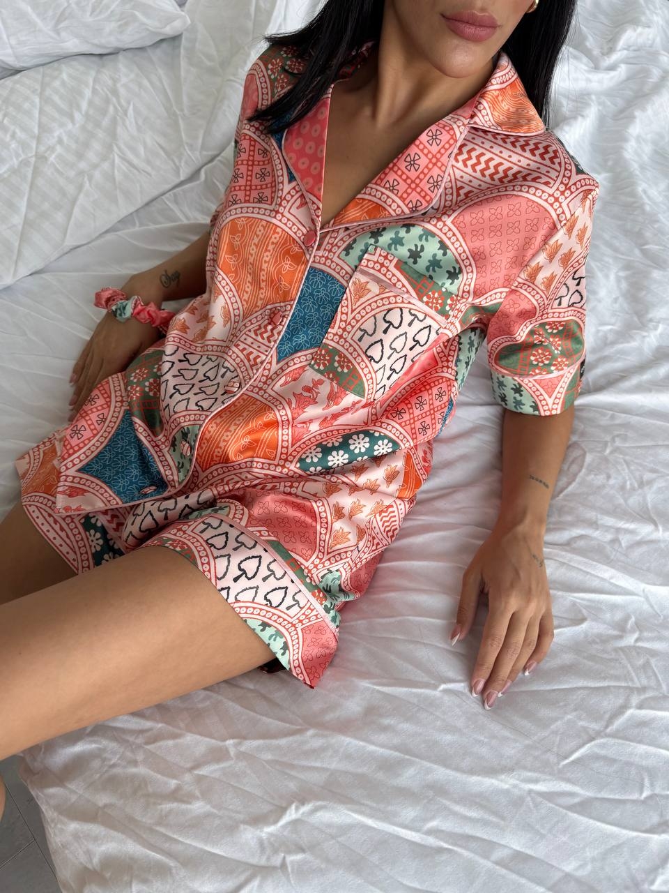 Set Pijama Dama Delis 2 Piese Satin Sidefat - imagine 5