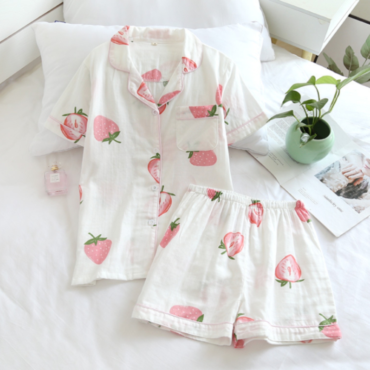 Pijama Dama 'Strawberry' 2 piese, Delis, Bumbac 100% - imagine 3