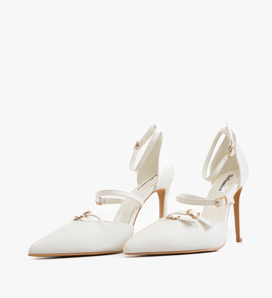 Pantofi Dama Cobb Albi cu Toc Eleganți - imagine 11