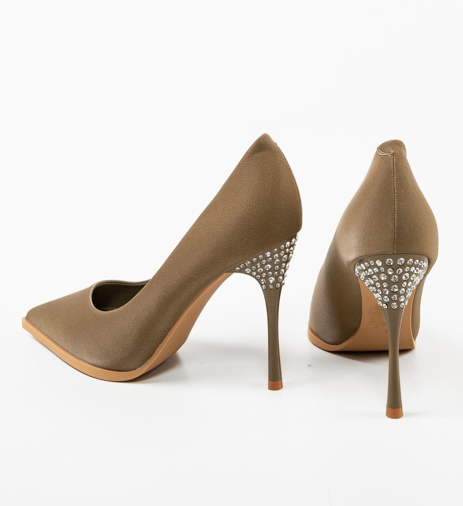 Pantofi Demoux Khaki cu Toc Eleganți - imagine 14