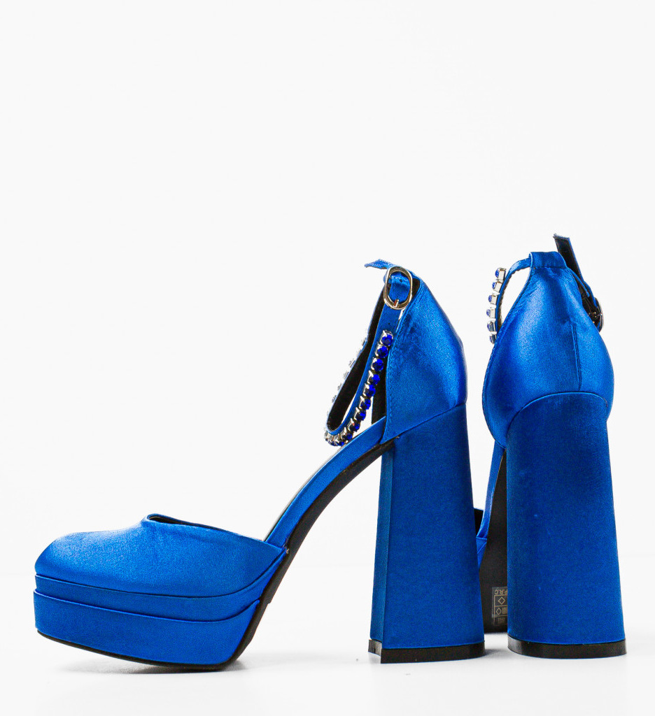 Pantofi Servaas Albastri Eleganți cu Toc - imagine 7