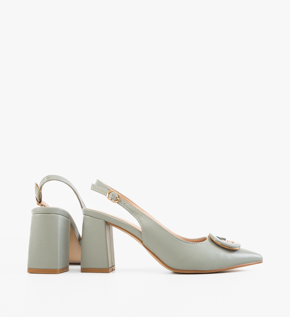 Pantofi Dama Stayky Gri cu Toc Eleganți - imagine 6