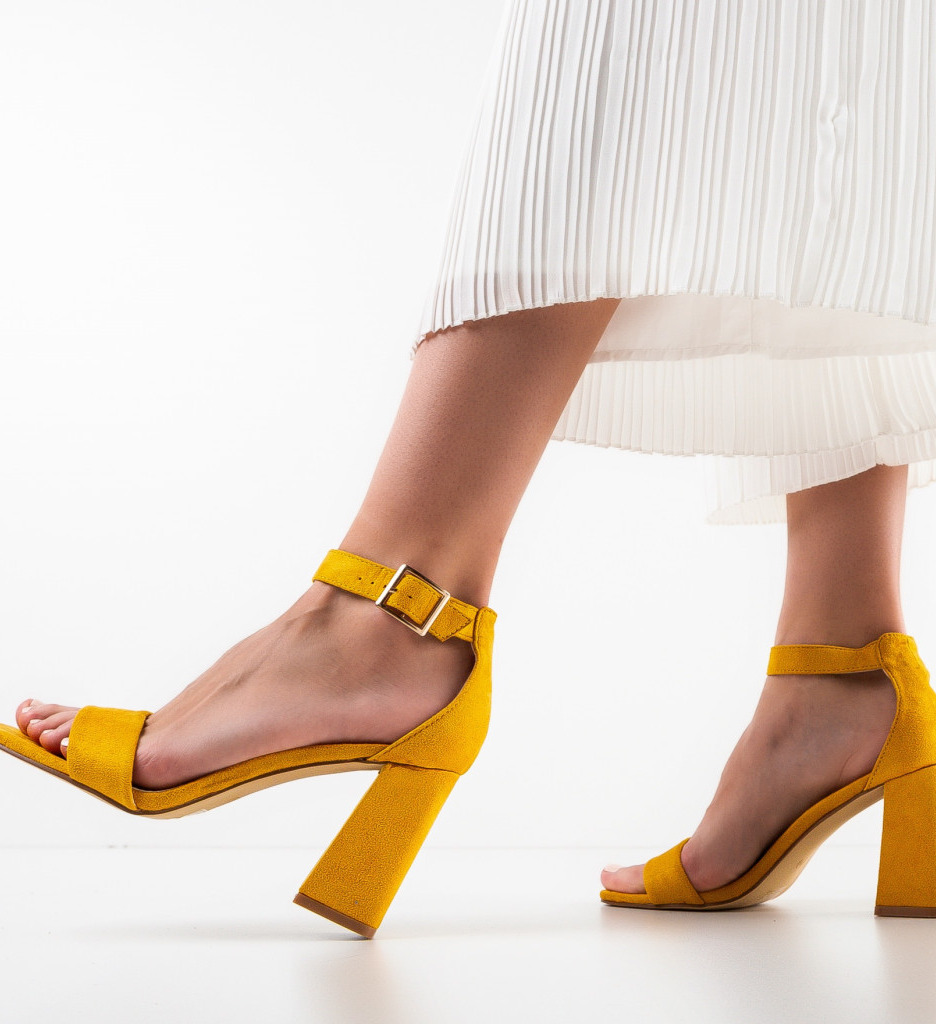 Sandale cu Toc Kitu Galbene | Eleganță Asigurată - imagine 3