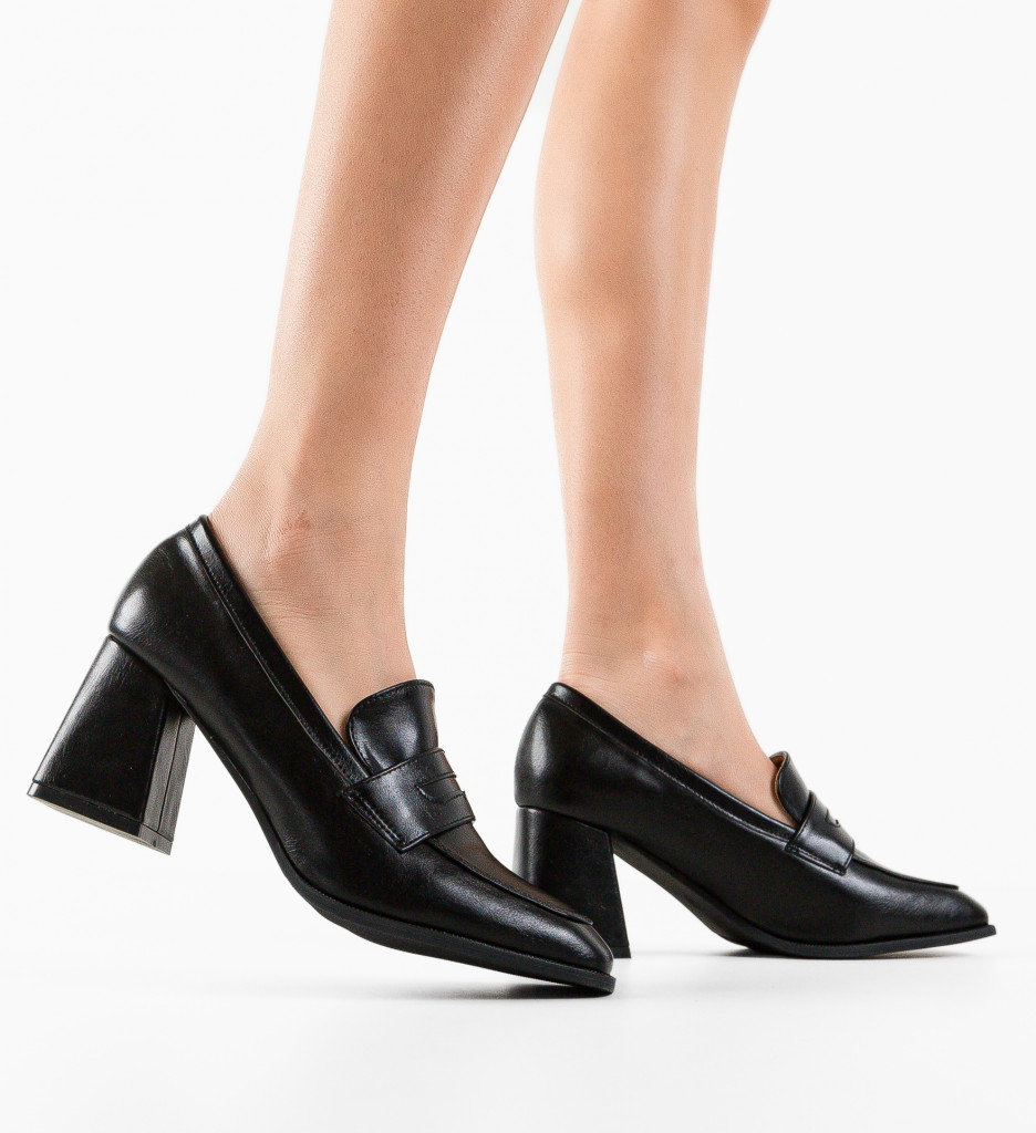 Pantofi Salas Negri Eleganți cu Toc