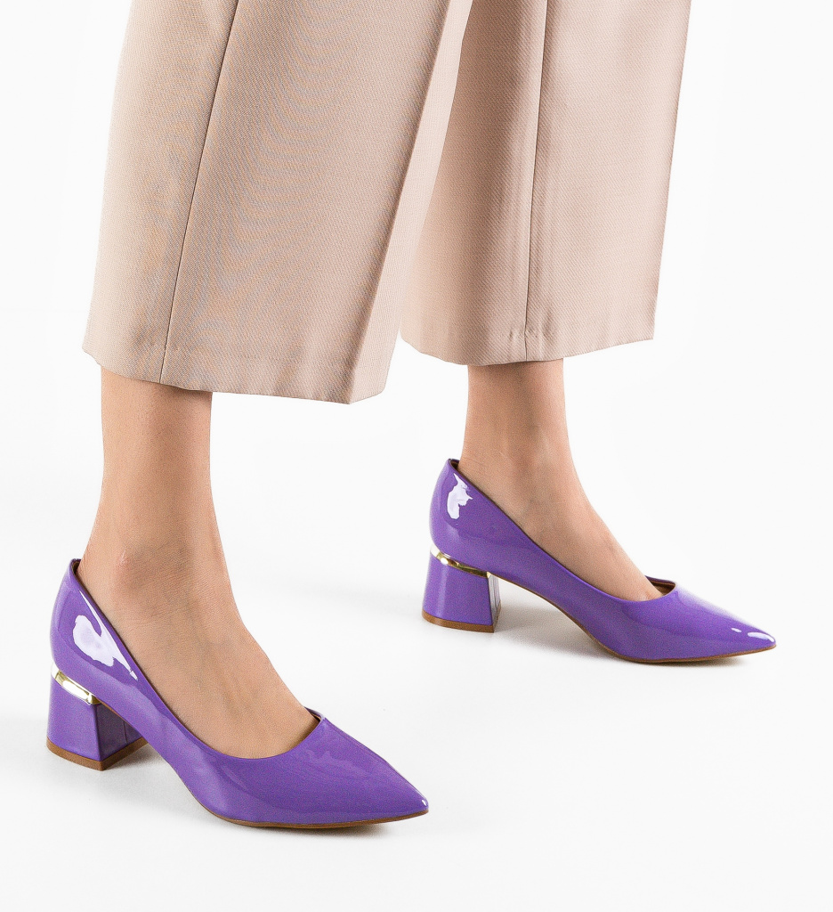 Pantofi dama Fedlimi Mov | Eleganți cu Toc - imagine 3