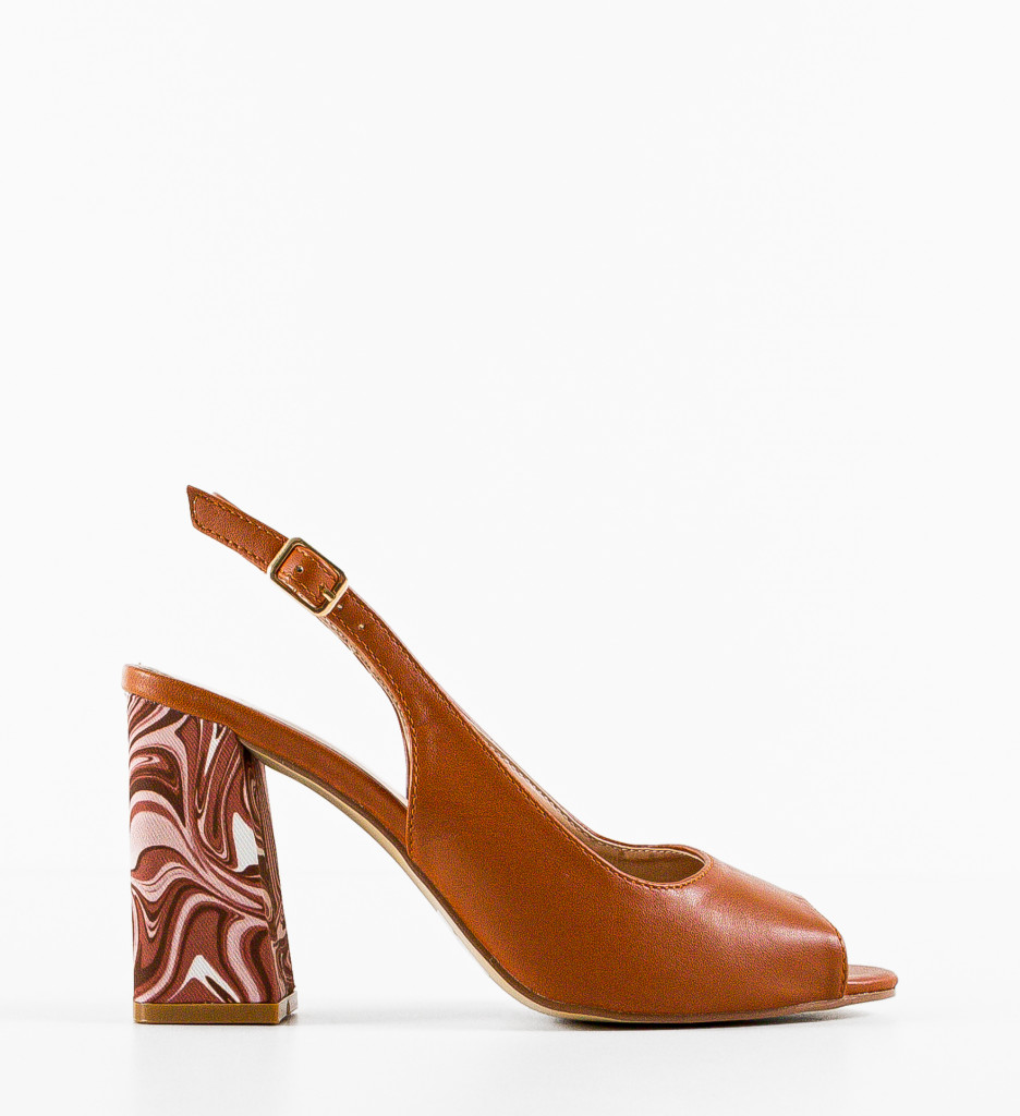 Sandale cu Toc Flogre Camel - Eleganță și Confort - imagine 4