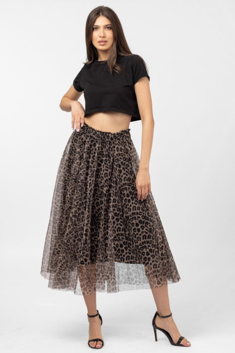 Fusta clos din tulle animal print