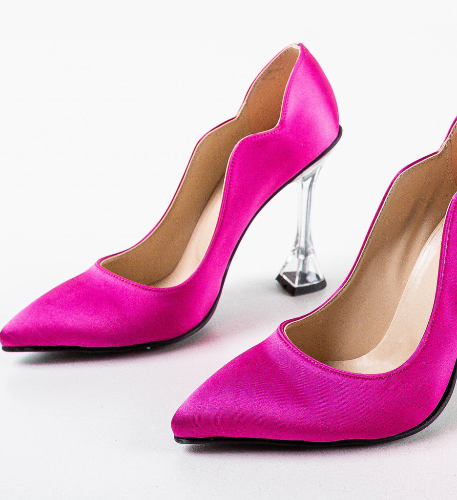 Pantofi Hajua Fuchsia Eleganți cu Toc - imagine 6