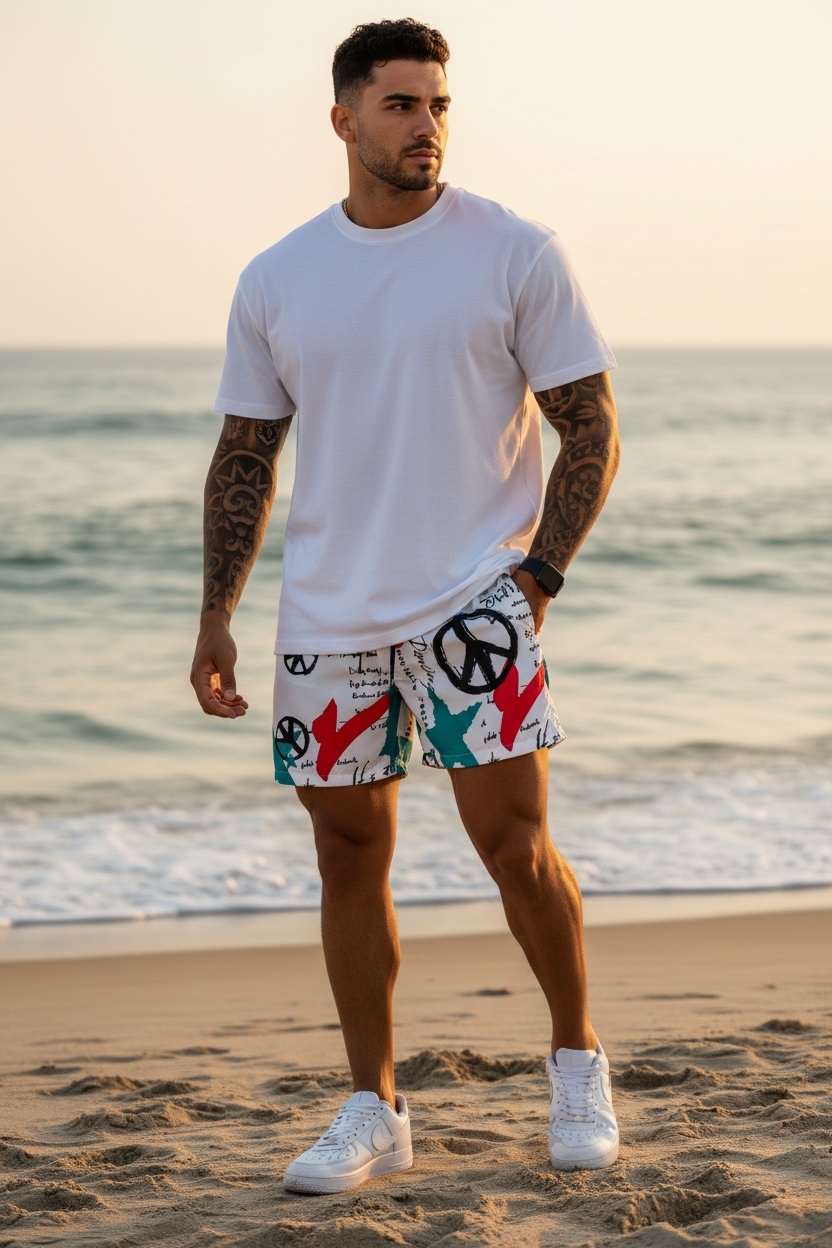 Sort Baie Barbati Imprimeu Confortabil - imagine 2