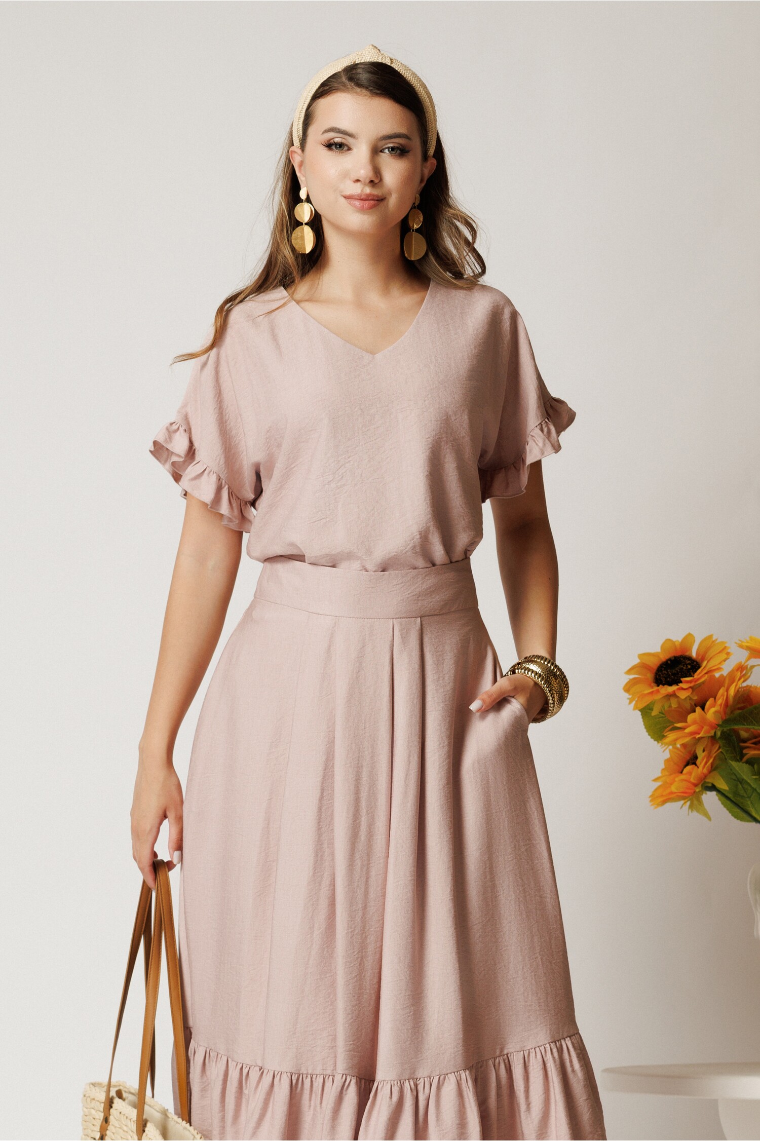 Bluza Roz Rayon cu Volanase - Confort